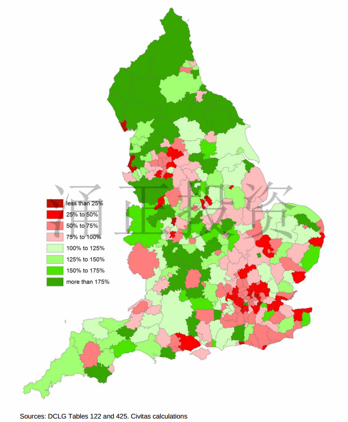 英国各地在2039年前的住房供应状况预测图表