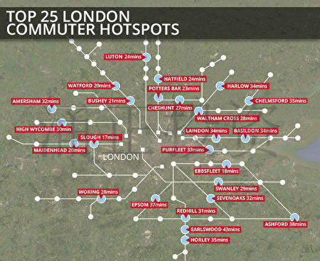 2017最佳伦敦通勤地区前25(来自www.express.xo.uk)