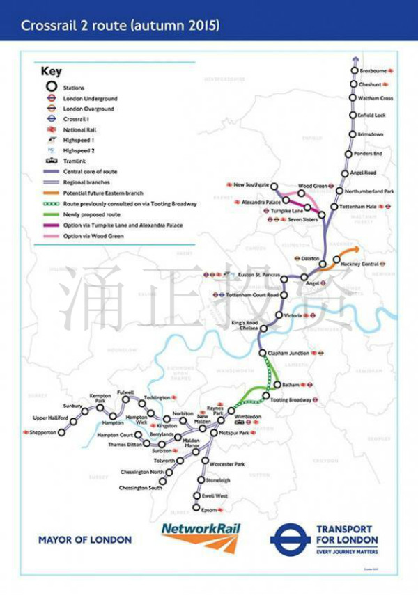 投资伦敦横贯城铁Crossrail2沿线地段指南