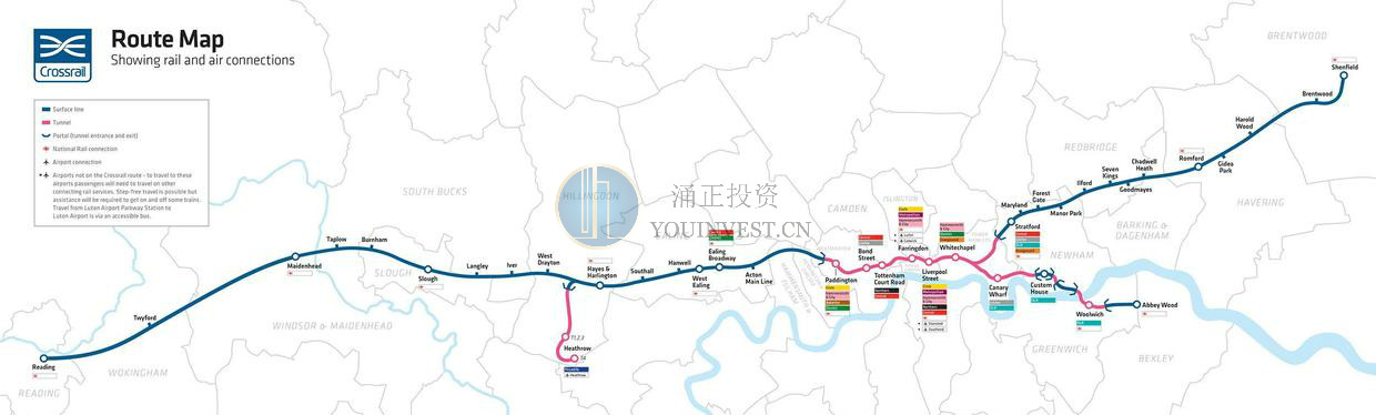 伊丽莎白线城铁线路图